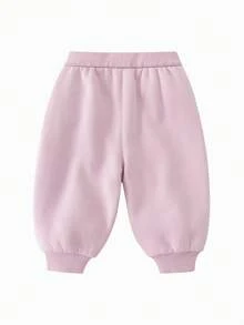 mini bala 嬰兒一體式抓絨長褲 柔軟保暖 適用男嬰女嬰 冬季日常穿著 - 白紅色 - 查看 5