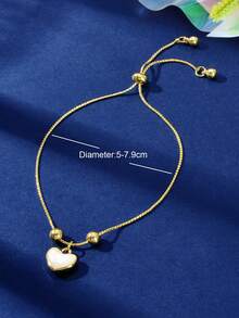Heart Charm Bracelet Valentines,Mom,Mother,Mother's Day,Gift - Yellow Gold - View 3