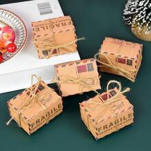 Set 10 Kotak Hadiah Gaya Vintage, Kotak Pengiriman Retro dengan Tali Rami, Sempurna untuk Mengemas Hadiah, Kerajinan Tangan, Suvenir Pesta, dan Dekorasi Rumah - A - View 7