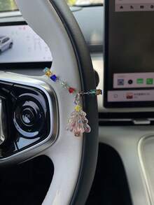 1pc Christmas Tree Car Steering Wheel Hanging Chain, Colorful Crystal Beads Paired With Transparent Glass Christmas Tree Pendant, Exquisite And Compact, Strong Glossy Feel, Fresh Healing Style Car Interior Decoration Ornament, Full Festive Atmosphere, Personalized Creative Car Accessory, Suitable For Personal Use Or Gift Giving - A - View 8