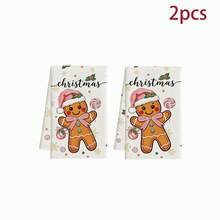 2/4/6pcs Christmas Kitchen Towels Gingerbread Man Pattern Napkins, Christmas Kitchen Towel Set - Multicolor - View 9