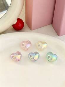 10/20pcs Acrylic Glitter Heart Beads 22mm For DIY Handmade Keychain Phone Chain Pendant Decoration - Fine Glitter Heart - View 4