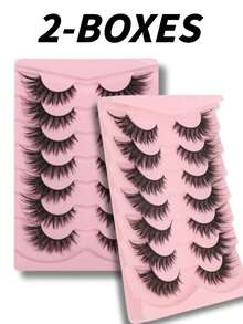 Limete Eyelash 7對W68假睫毛,自然長度/外角長度,8mm-18mm,透明柔軟C/D色,豐盈捲翹仿貂毛睫毛,狐狸眼風格,濃密且自然,適合派對、女性與女孩禮物、Cosplay活動等 - 自然纖長款 - 查看 7