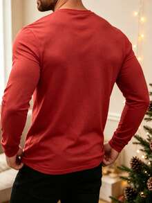 Men's Christmas Element Print Long Sleeve T-Shirt Top - Multicolor - View 5