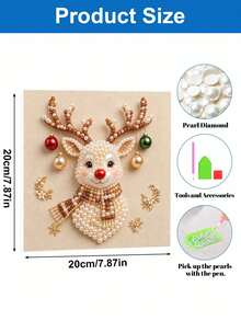 Handmade Pearl Painting Set, Cartoon Elk Design, Full Set Of Hand Tools, Latest Picture Frame Art, Christmas Gifts. - A - View 6