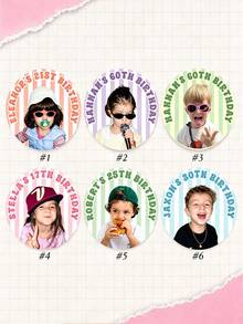 20-1pc Custom Face Birthday Stickers: Personalized Photo 30th Decorations, 21st Party Favors Waterproof Vinyl Decals - Multicolor - View 7