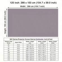 80/120 Inch High Definition Projection Screen, Anti-Glare, Suitable For 4K Projection Effect, Maximizing Image Animation And 3D Stereoscopic Effect, Foldable Design, Applicable For Home Theater, Outdoor Use, Office And Classroom - White - View 13