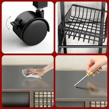 4-Layer Heavy-Duty Metal Kitchen Storage Rack With Wheels, Kitchen Fruit Basket, Kitchen Trolley, Kitchen Storage Organizer, Removable Basket With Wheels, Kitchen Fruit And Vegetable Organizer Rack Storage Truck - Black - View 7