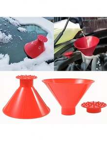 2pcs Car Windshield Magic Ice Scraper Funnel Snow Shovel, Round Plastic Snow Scraper Snow Removal Tool - A - View 8