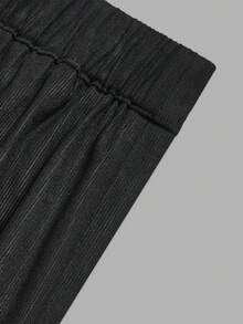 Fall Women High‑Waist Slit Midi Skirt, Ruched Slim Fit Pencil Skirt For Office Business - Black - View 6