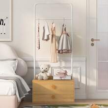 Wardrobe (Single Piece, 70 X 55 X 170 Cm), Double-Door Design With Spacious Storage Compartments, Cartoon-Shaped Handles, And Raised Legs, Wood Color. - 1 - View 8