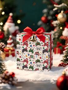 1 Roll Of Christmas Gift Wrapping Paper With Christmas-Themed Game Controller Pattern,Perfect For Wrapping Christmas Gifts, Decorating For Christmas Parties, And Holiday Gift-Giving,DIY Craft,Festive Favour Wrapping ,1 Roll Size: 43 Cm X 300 Cm. - A - View 4