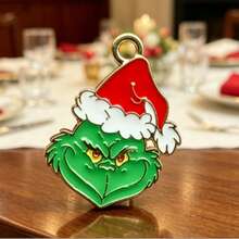 The Grinch إكسسوارات ديكور عيد الميلاد قلادة قطرة زيت من سبيكة مفتاح سلسلة أقراط سحر حقيبة - تتوفر عدة موديلات - مشاهدة 3