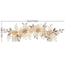 1pc Leaf Pattern Ditsy Floral Elegant Party Alloy Hair Comb Bridal Wedding Hair Accessory All Seasons - Gold - View 7