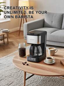 SOKANY 04044 Coffee/Tea Maker, 650W High-Efficiency Heating, Durable Metal Body, Pre-Infusion Technology Enhances Extraction, 750ml Capacity Serves 6 People, 24-Hour Timer Function, Suitable For Dorm, Home And Office - Black - View 4
