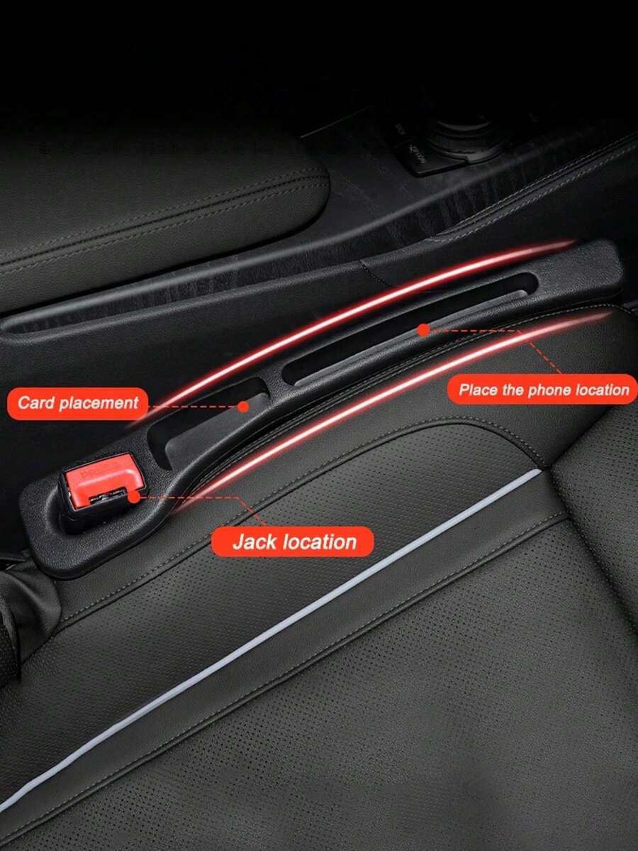 Car Seat Gap Filler Leather Seat Storage Box With Cup Holder Adjustable Seat Organizer Please Measure The Gap Between The Glove Box And The Front And Rear Seats Before Purchase To Ensure A Perfect Fit - A - View 1