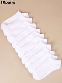 20 Pairs Women's White Boat Socks, Sweat-Absorbent Breathable Comfortable Invisible Socks, Suitable For Daily Wear, Sports, Business Socks, Unisex, All Seasons, Best Gift Choice For Holidays - White - View 8