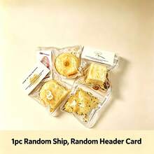 1pc New Fried Toast Series Soft Squeeze Stress Relief Toy, Realistic Food Decoration Pendant, Fried Donut Decompression Charm, Suitable For Birthday Holiday Party Gift, Random Style With Card Header - Multicolor - View 7