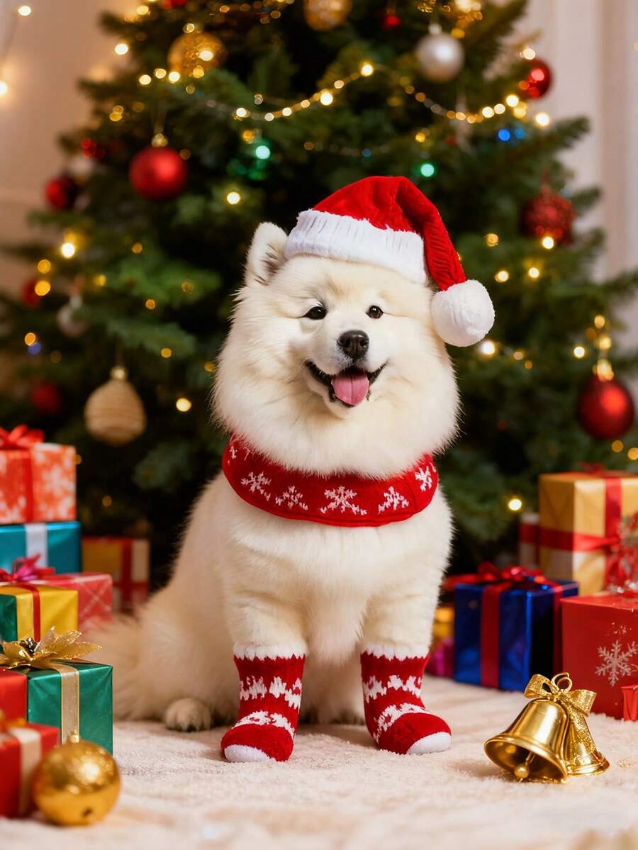 Christmas Stockings For Seniors, Reindeer, Snowmen, And Paw-Shaped Socks Teddy Bear-Style Socks For Small Dogs And Pet Dogs Christmas Pet Socks For Cats Christmas Atmosphere Decorations - Multicolor - View 1