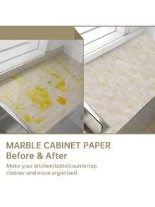 1 Piece Of Marble-Patterned Wallpaper, Suitable For Bathrooms, Dining Tables, Kitchen Doors, Cabinet Countertops, Self-Adhesive Furniture Decorative Stickers, PVC Material, Decoration Stickers, Peel-Off Type Wallpaper - A - View 2