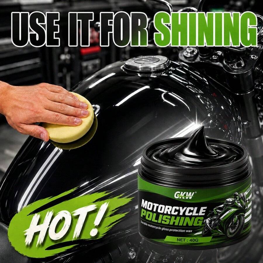 Motorcycle Gloss Protection Wax, Durable Gloss Coating, All-In-One Polishing & Waxing Agent Suitable For Motorcycles, Cars, Bicycles And Other Accessories, Long-Lasting Shiny Effect, Polishing Function, Crystal Clear Protection, Convenient Maintenance, Durable Enhanced Shine, Enhances Vehicle Aesthetics - 40G - View 1