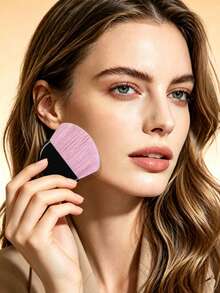 Bộ 1/2 cọ mini đánh phấn má hồng, cọ trang điểm nhỏ đa năng dùng cho mặt, cọ du lịch cầm tay lông mềm cho vùng má - Hồng - Xem 3