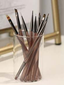 Nail Art Brush Set, Transparent Coffee Acrylic Handle Nail Painting Pens, Multi‑Function Nail Brushes For Liner, Gradient, Flower, French Tip DIY Manicure Decoration - Multicolor - View 8