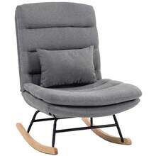 Linen-Look Recliner, Lumbar Cushion, High Back, Wide Seat, Double Padded, Light Gray. - 1 - View 1