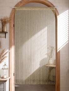 1pc Champagne Gold Tassel String Door Curtain, Hanging Glitter Fringe Thread Curtain Panel For Doorway, Window, Room Divider, 100*200cm Polyester Thread Partition Curtain, Wedding Party Decoration, Birthday Party Decoration, Perfect For Decorating Living Room, Dining Room, Bedroom, Study, Kitchen (Curtain Rod Not Included), Photo Booth Background Decoration, Holiday Party Decoration, Home Decor - Champagne Gold - View 4