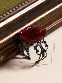 1pc Punk Gothic Personalized Geometric Dark Exaggerated Rose Open Ring - Multicolor - View 4