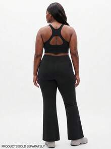 SUPEKYKO Plus Size Women's High Waist Pocket Flare Yoga Pants, Wide Leg Yoga Pants, Loose Casual Shaping Workout Leggings Suitable For Fitness - Black - View 9