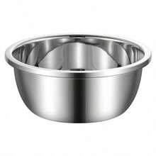 Large Capacity Deep Stainless Steel Dough Mixing Bowl, Material & Odorless, Thick Body Durable & Resistant To Deformation. Wide Smooth Rolled Edge, Comfortable Grip Without Scratching Hands, Deep Design Prevents Flour Spillage During Kneading And Fermentation, Also Suitable For Marinating Meat, Washing Fruits & Vegetables, Mixing Salads. Smooth Inner Wall Easy To Clean, Stackable Storage Saves Kitchen Space, Ideal For Home Baking Preparation And Multi-Purpose Kitchen Cooking. 1pc/3pcs - View 10