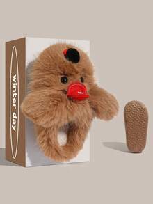 Cute Puppy Women Plush Slippers Cartoon Adorable Indoor Outdoor Thick Sole Closed Toe Slippers Autumn Winter - Brown - View 5