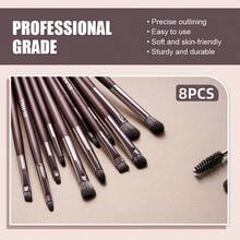 BS-MALL Professional 16/8pcs Detail Makeup Brush Set, Eyebrow Brush, Eyeshadow Brush, Highlighter Brush, Detail Brush Set, Pearlescent Makeup Brush Set, Non-Prickly, Non-Shedding Beauty Tools - Rust Brown - View 7