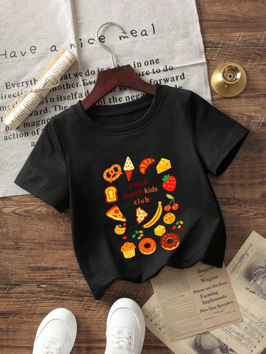 Baby Boy Daily Basic T-Shirt, Soft And Breathable Casual Top - Black - View 1