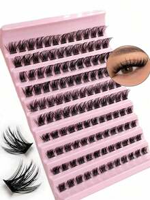 Cluster False Eyelashes, 8-16mm Length, Thin And Natural, Fluffy Effect, Suitable For DIY Lash Extensions, Made Of High-Quality Synthetic Material - D - View 2