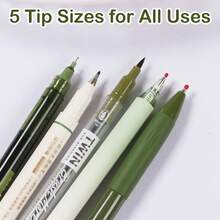 5pcs Set Colorful Soft Bristle Calligraphy Pens 0.5mm Fine Painting Pens Vintage Multi-Head Fine Line Drawing Pens - Sets - View 4