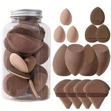 14pcs Makeup Sponge Set With Storage Jar, Soft Foundation Blender, Makeup Sponge Finger Puff, Dry & Wet Dual Use Foundation Powder Puff, Multiple Colors Available - Multicolor - View 7