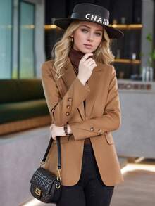 Brown Blazer Jacket Women 2026 New Casual Premium Style Small Suit Top - Brown - View 7