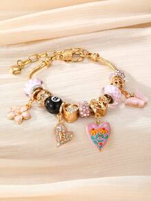 NAIZHU 1/3 pcs Gelang Liontin Pita Daisy Hati Multi-Elemen Gaya Eropa & Amerika Cocok untuk Wanita Pemakaian Sehari-hari dan Kencan - MultiWarna - View 3