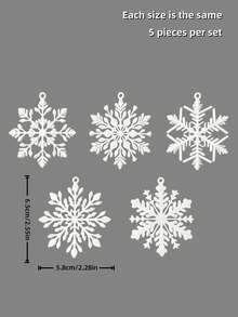 White Hollow Snowflake Christmas Hanging Ornament Set, 5 Pieces Different Pattern Snowflake Pendants, Exquisite Holiday Decoration, Gift Choice, Christmas Tree Window Door Hanging Decor - Multicolor - View 10