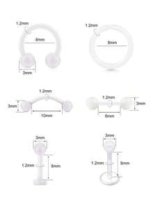 CIZME Mix Style 16G Colorful Clear Piercing Retainer Flexible Bioflex Plastic Piercing For Work Surgery Lip Nose Stud Eyebrow Tongue Earring Industrial - 12pcs/set - View 2
