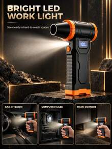 Q3 Penyedot Debu & Peniup Nirkabel Portabel Serbaguna, Hingga 110.000 RPM, 4 Kecepatan yang Dapat Diatur, Lampu LED & Tampilan Persentase Baterai, Pengisian Daya USB, Dilengkapi dengan 5 Nozzle dan Komponen Penyedot Debu yang Dapat Dilepas, Cocok untuk Interior Mobil, Pembersihan Keyboard dan Sofa, Pengisian Angin, Pendinginan, dan Lainnya - Wireless - View 9