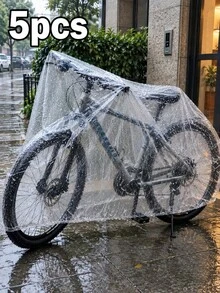 1pc/5pcs/10pcs Transparent Bike Rain Cover, Waterproof Bicycle Cover For Outdoor Storage, Universal Motorcycle Scooter E-Bike Protective Cover, Clear Heavy Duty Rain Dust Wind Protection Cover - Multicolor - View 9
