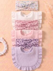 6PCS Girls Pure Cotton Printed Knotted Cute Baby Hair Accessories Candy Color Soft Skin-Friendly Baby Bib Set Suitable For Daily Use - Multicolor - View 2