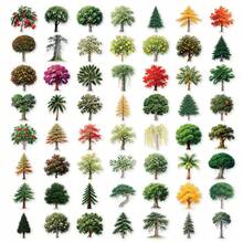 50pcs Cute Cartoon Tree PET Stickers, Perfect For Scrapbooking, Journals, Laptops, Bumpers, Skateboards, Water Bottles, Computers, Phones And Other DIY Creative Graffiti Sticker Toys - Multicolor - View 10