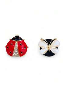 2pcs Luxury Enamel Butterfly & Ladybug Car Air Vent Fragrance Clip, Cute Personalized Car Interior Scented Decor Gift - Butterfly Ladybug Car Air Vent Perfume Clip - View 5