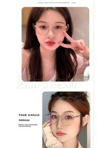 A Pair Of Cat-Eye Metal Stylish Sexy Solid Color Photochromic Glasses, Suitable For Daily Use - Clear - View 6