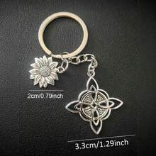 Cross-Border New Alloy Celtic Knot Sunflower Clover Keychain, Vintage Hollow Totem Bag Charm, Key Pendant Wholesale - Multicolor - View 2