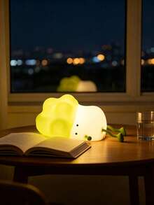 1PC Green Squishy Cabbage‑Shaped Tap Sensor Night Lamp, Soft Silicone LED Mood Light, USB Rechargeable Bedside Light For Dorm, Home Decor, Kids Birthday Present - Multicolor - View 6